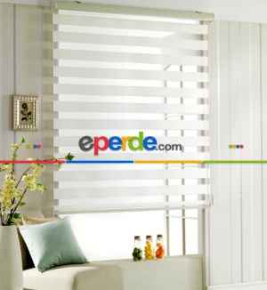 Mutfak Zebra Perde Düz Seri- Beyaz