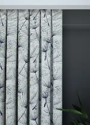 Dökümlü Kumaştan Geniş En Kırık Beyaz Lacivert Modern Desenli Fon Perde 1. Kalite