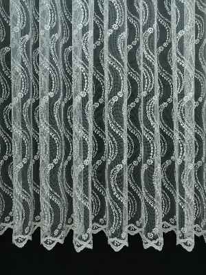 Mutfak Tülü Perdesi İşlemeli Güpürlü- Ekru