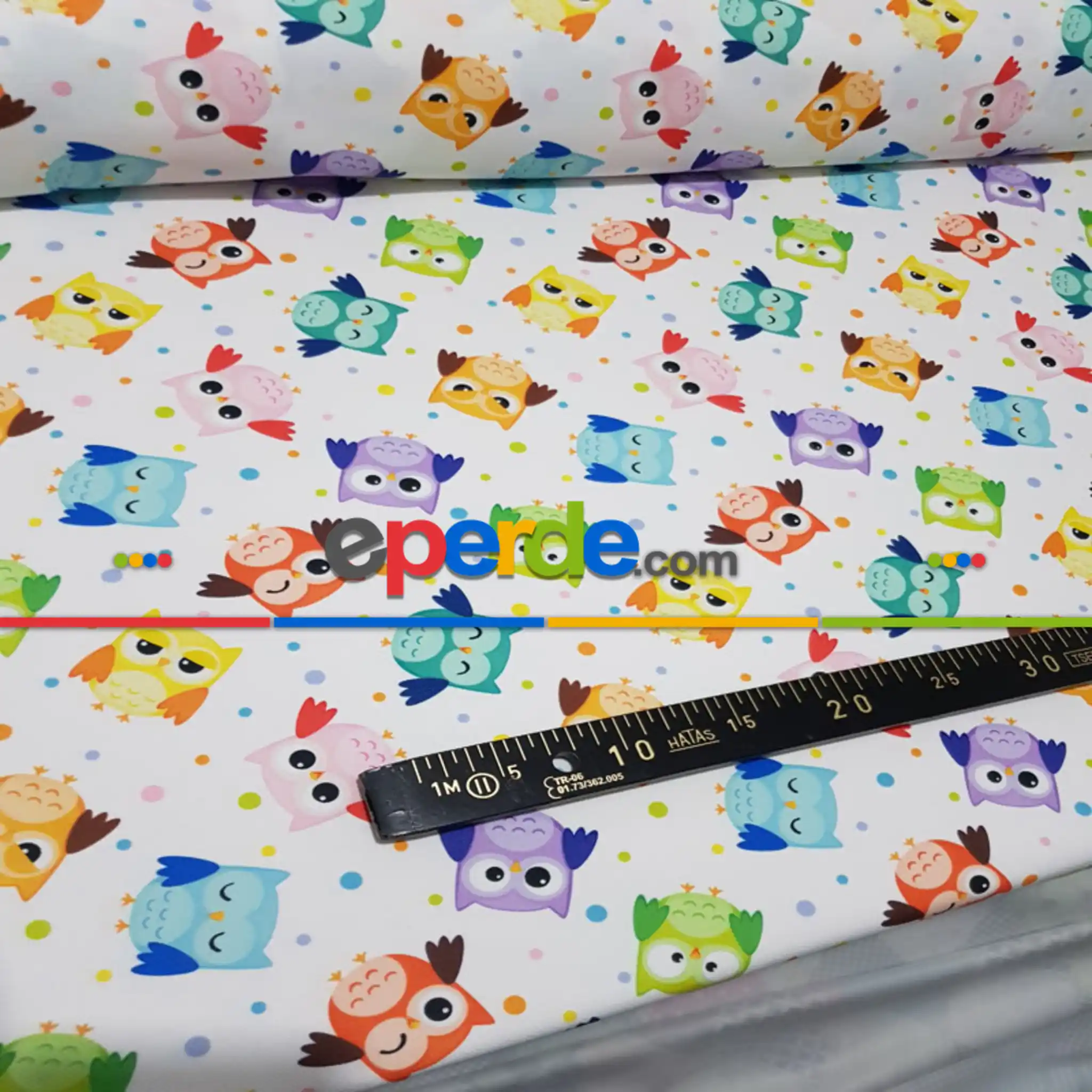 Bebek Odası Fon - Renkli Baykuş Desenli Hazır Fon Perde - Kumaşı Kalındır Duck Bezi Değildir- Çok Renkli