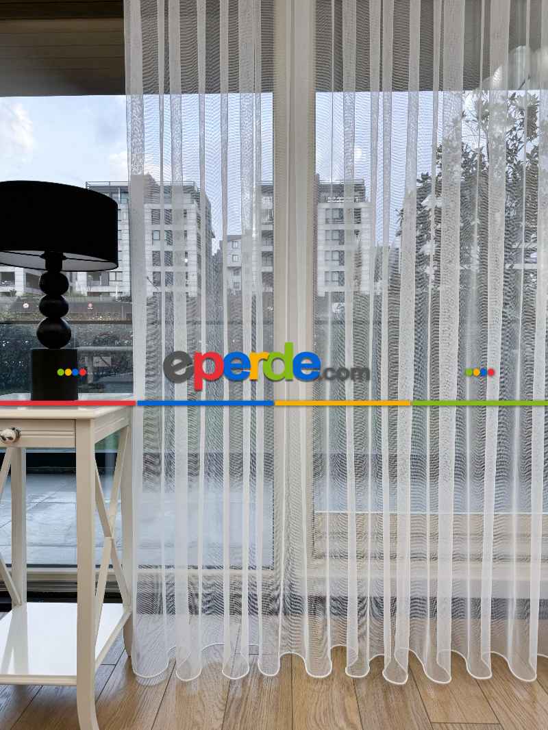 Salon - Ekru Grek Düz Tül Perde, Ütü İstemeyen Tül