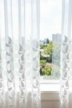 Bambu Zemin, Etek Püsküllü Tül Perde, Bambu Doğal Dokulu, Ekru