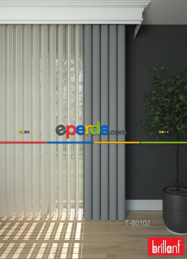 Brillant Akıllı Tül Perde Gri Renkli Tül Dikey Zebra Perde Düz 1. Kalite