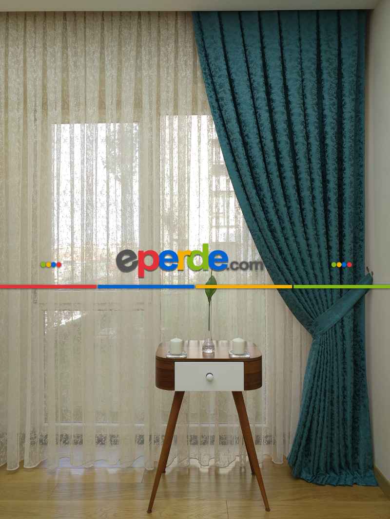 Petrol Rengi Jakar Fon Perde -