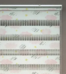 Bulut Desenli Baskılı Zebra Perde- Çok Renkli