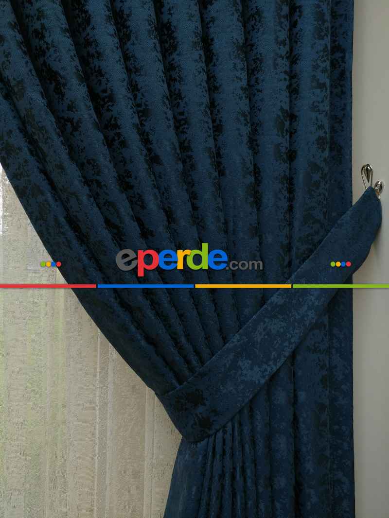 Lacivert Duz Jakar Fon Perde (150)- Lacivert