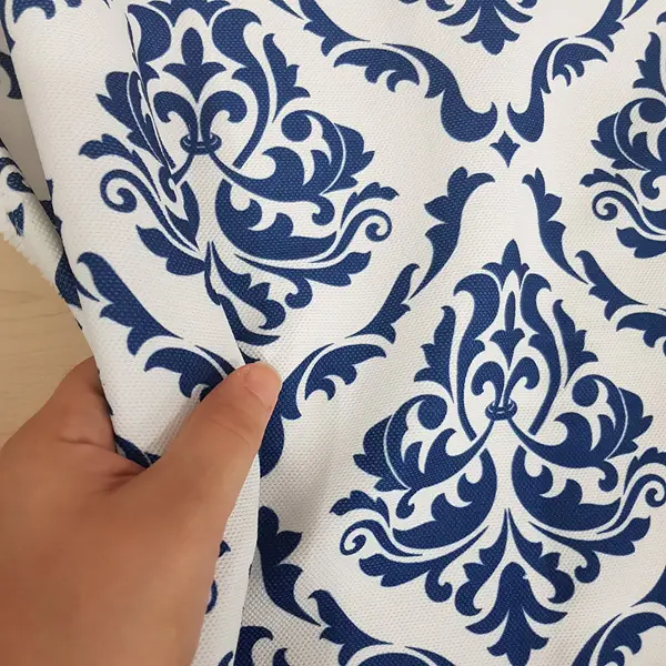 Salon - Etnik Desenli Fon Perde K415-2 Kumaşı Kalındır Duck Bezi Değildir- Mavi