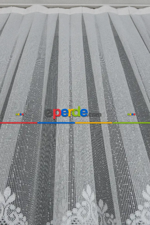 2022 Model Ekru Damask Desenli Örme 1.sınıf Kalite Tül Perde