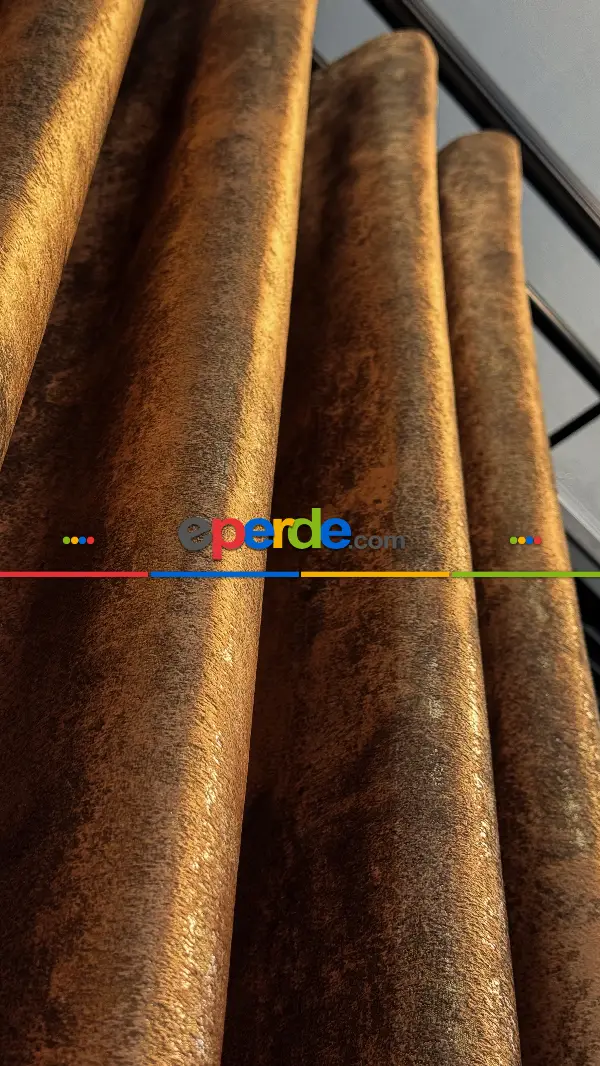 Premium İthal Kadife Altın Detaylı Fon Perde
