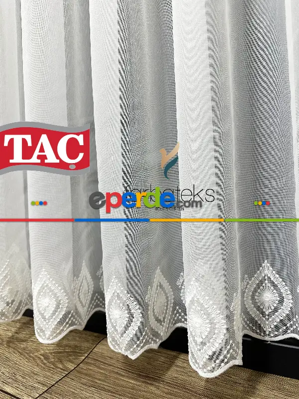 Taç Etek Yaprak Ütü İstemez Alt İşlemeli Model Tül Perde