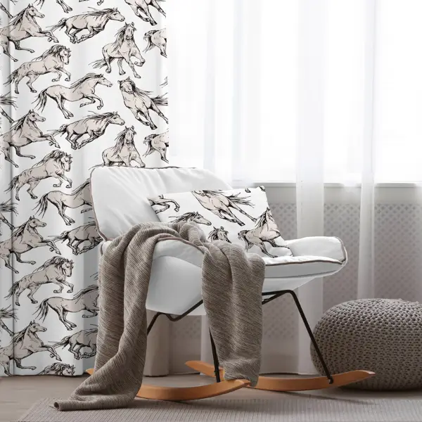 At Desenli Fon Perde Evim2060 Kumaşı Kalındır Duck Bezi Değildir