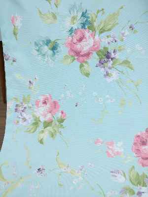 Mutfak Perdesi Kanat Fon Perde Çiçek Desenli Fiyonklu- Yeşil