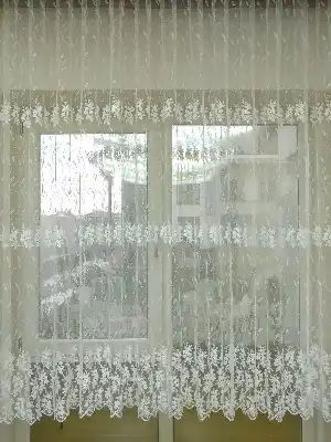 Brode İşlemeli Tül Perde Çiçek Desen 400x185- Ekru