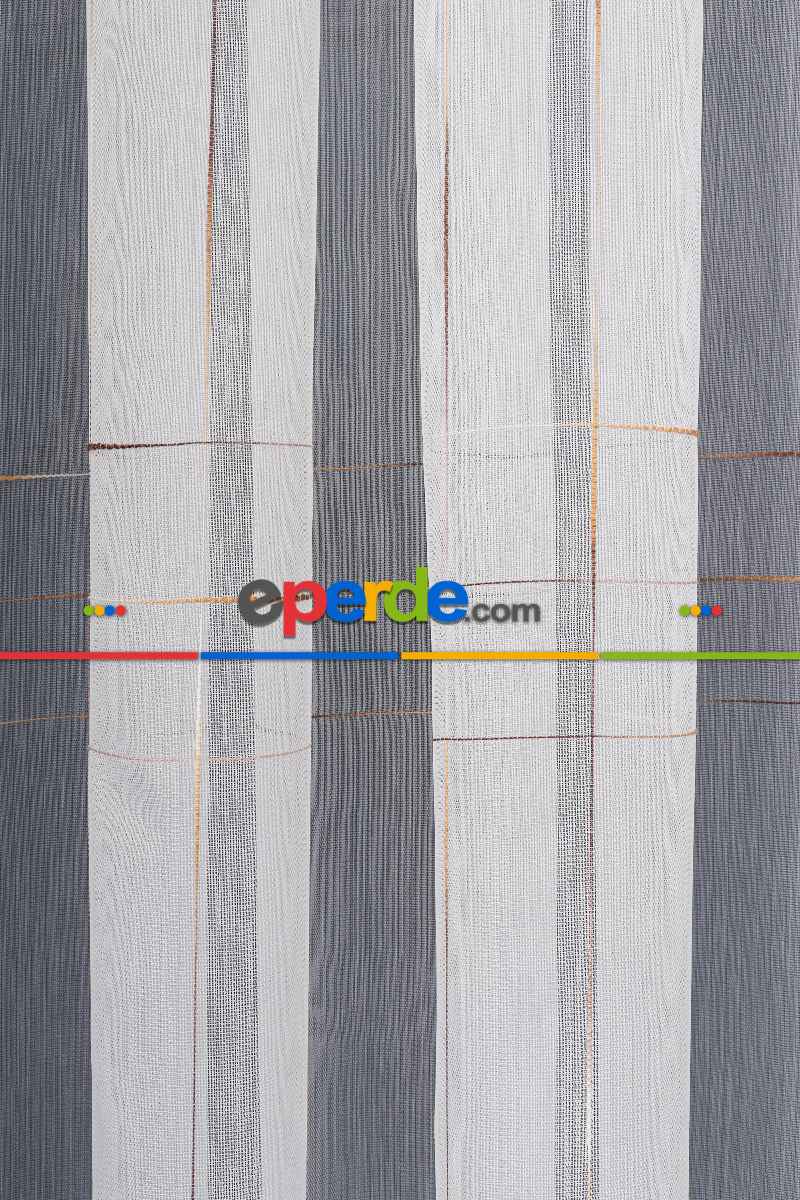 Salon Tül Modelleri - Bambu Zemin Geometri Nakış İşlemeli Tül Perde