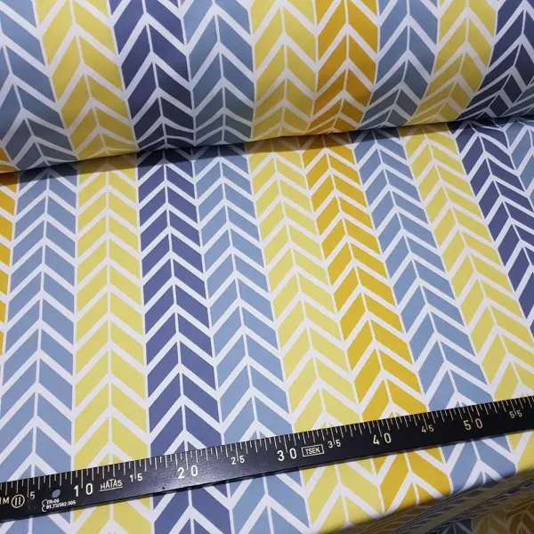 Renkli Geometrik Desenli Fon Perde Evm212d Kumaşı Kalındır Duck Bezi Değildir- Sarı-Mavi Açık-Hardal Sarısı- Çok Renkli 3