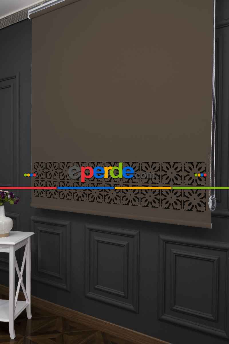 Yatak Odası - Kahverengi Lazer Kesim Mat Stor Perde (ister Düz - İster Lazer Kesimli Satın Alın)