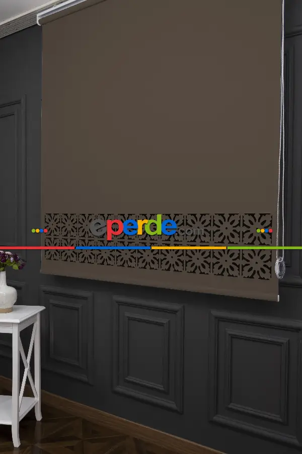 Salon Stor - Kahverengi Lazer Kesim Mat Stor Perde (ister Düz - İster Lazer Kesimli Satın Alın)