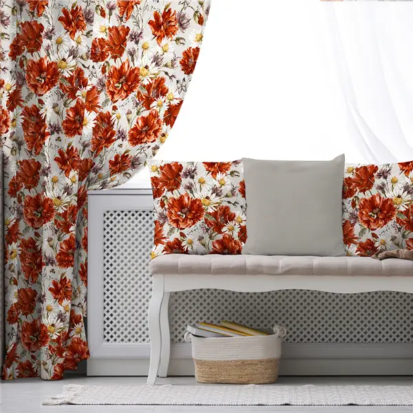 Tropik Desenli Fon Perde Evim645 Kumaşı Kalındır Duck Bezi Değildir- Mavi-beyaz