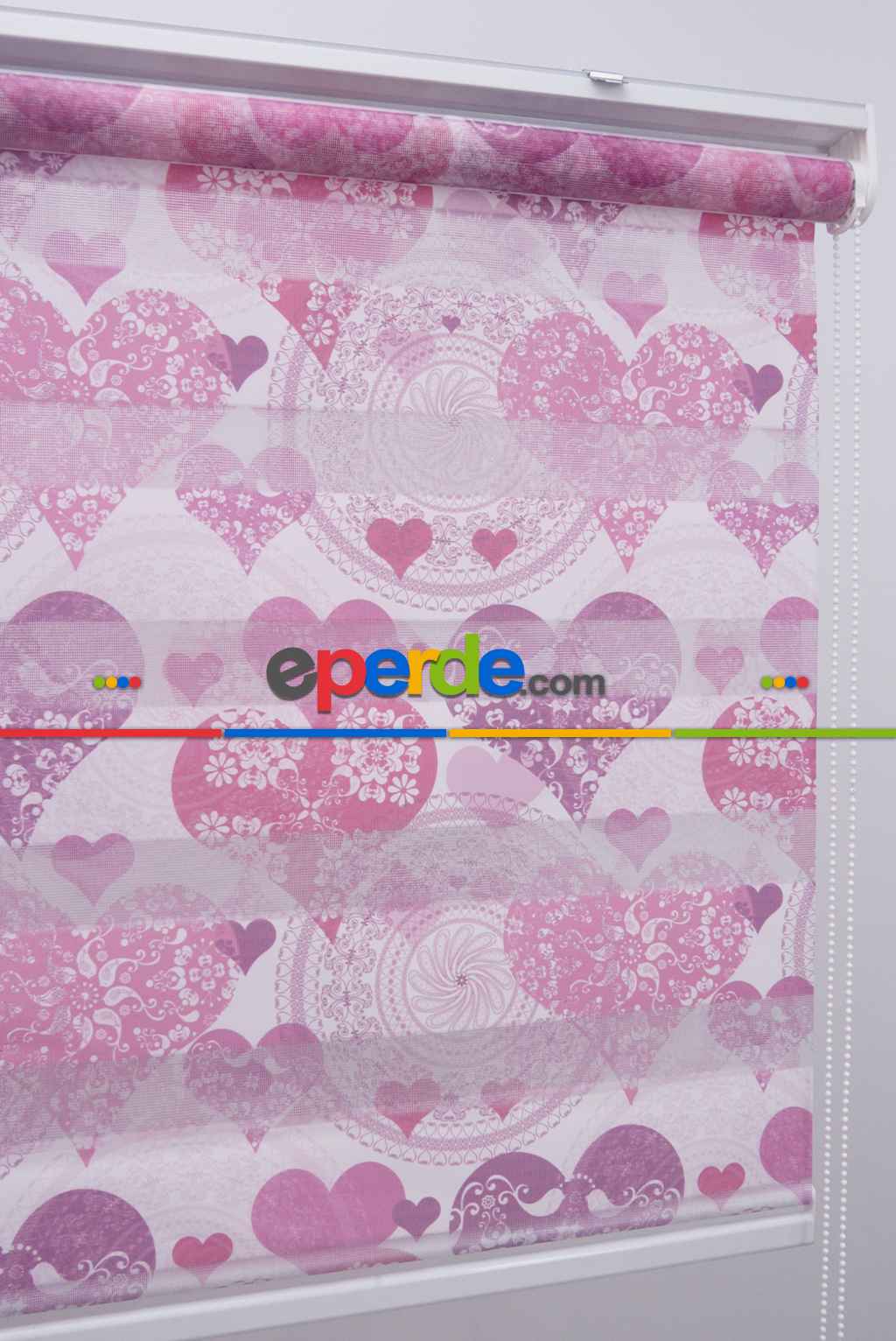 Kalpli Desen Zebra Perde- Pembe Koyu