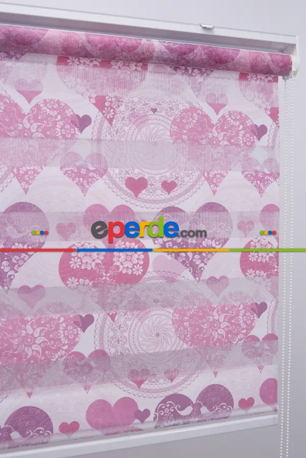 Kalpli Desen Zebra Perde- Pembe Koyu