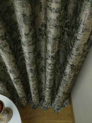 Bej Koyu Yeşil Desenli Jakar Fon Perde (180)- Yeşil Koyu Yeşil