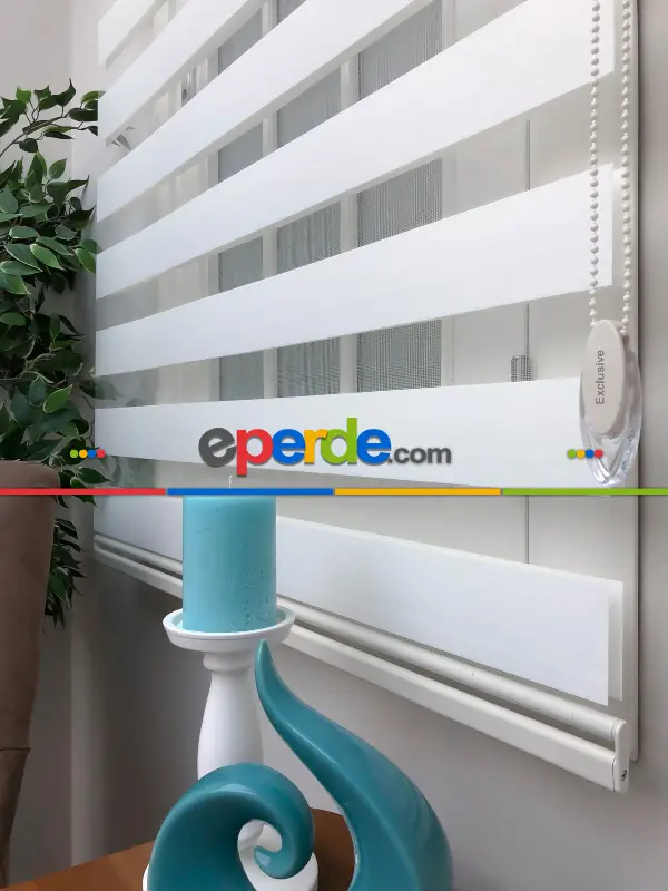 Yüksek Kalite Düz Zebra Perde - Ekru Renk- Ekru