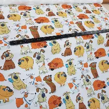 Köpek Desenli Fon Perde Evm618 Kumaşı Kalındır Duck Bezi Değildir- Siyah-Mavi-Kahverengi-Beyaz