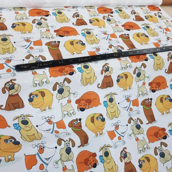 Köpek Desenli Fon Perde Evm618 Kumaşı Kalındır Duck Bezi Değildir- Siyah-Mavi-Kahverengi-Beyaz