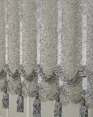 Drape Dar Bant Kadife Bantlı Yarım Şelale İp Perde Gri Gümüş Simli- Gri-füme-antrasit-gümüş Simli