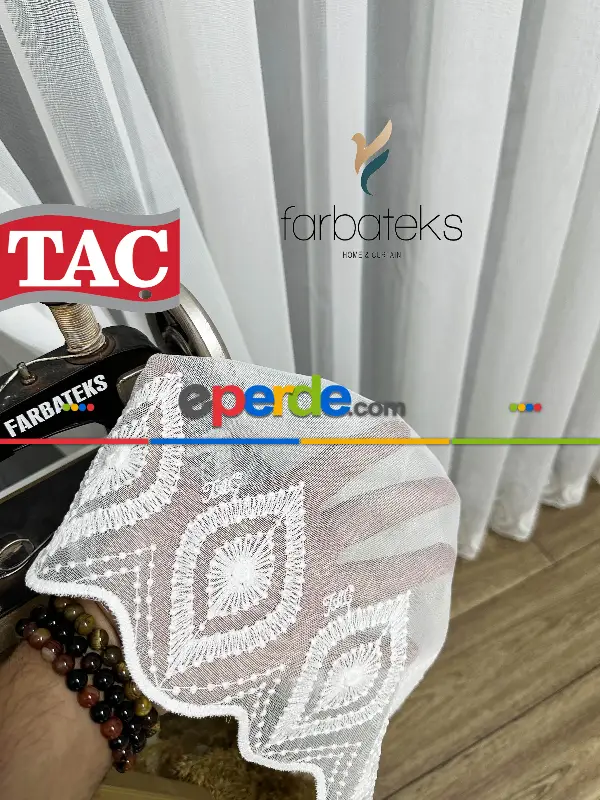 Taç Etek Yaprak Ütü İstemez Alt İşlemeli Model Tül Perde