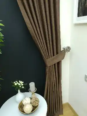 Kahve Jakar Fon Perde