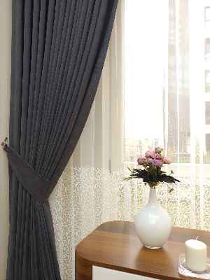 Koyu Gri - Düz Fon Perde (  Dökümlü Fon Perde)- Gri Koyu