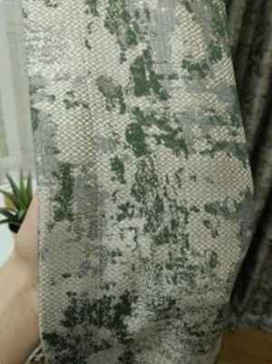 Patinedesenli Bej Yeşil Desenli Jakar Fon Perde (285 En)- Yeşil