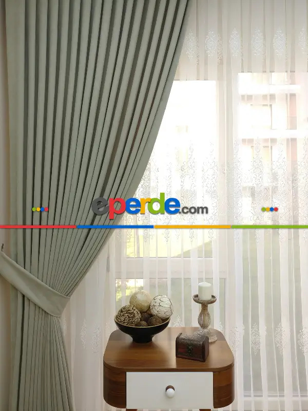 Saon Perdesi - Taş Rengi Düz Fon Perde Dökümlü Birinci Kalite 300 Cm Geniş En Daha Hesaplı- Taş Rengi