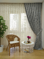 Bordo Rengi Kendinden Desenli Jakar Fon Perde (285 En)- Bordo Gri Füme Antrasit