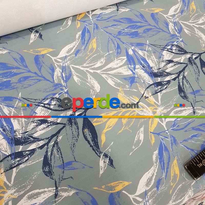 Yatak Odası - Yaprak Desenli Fon Perde Evm1518 Kumaşı Kalındır Duck Bezi Değildir-  Çok Renkli 2