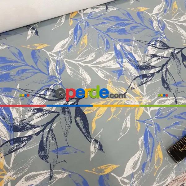 Yatak Odası - Yaprak Desenli Fon Perde Evm1518 Kumaşı Kalındır Duck Bezi Değildir-  Çok Renkli 2