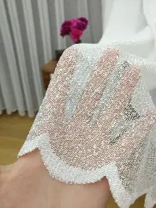 Kdk Örme Dantel Tül Perde- Krem-ekru