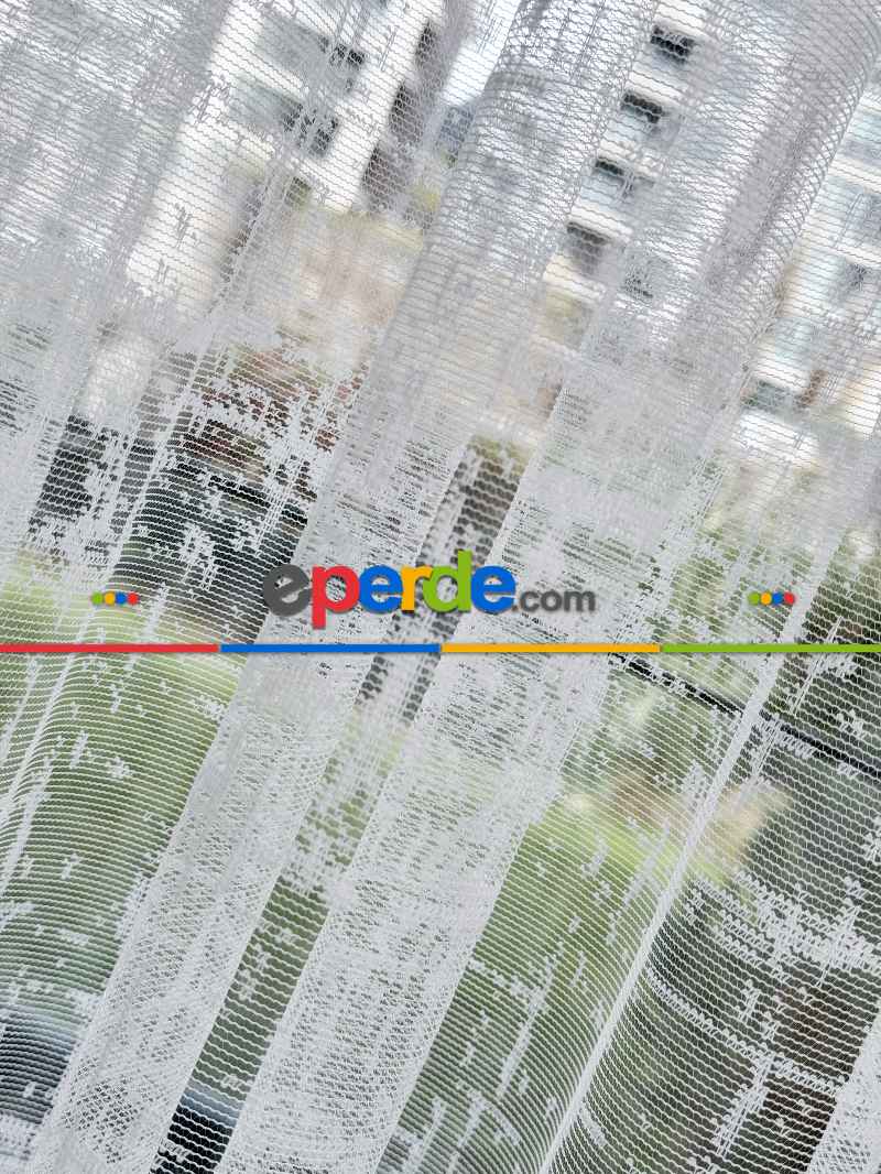 Oturma Odası - Desenli Fransız Dantel Örme Tül Perde, Desenli Ütü İstemeyen Tül