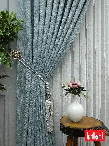 Yatak Odası - Brillant Keten Açık Havai Mavi Renk Düz Fon Perde - Mavi Doymamış-mint