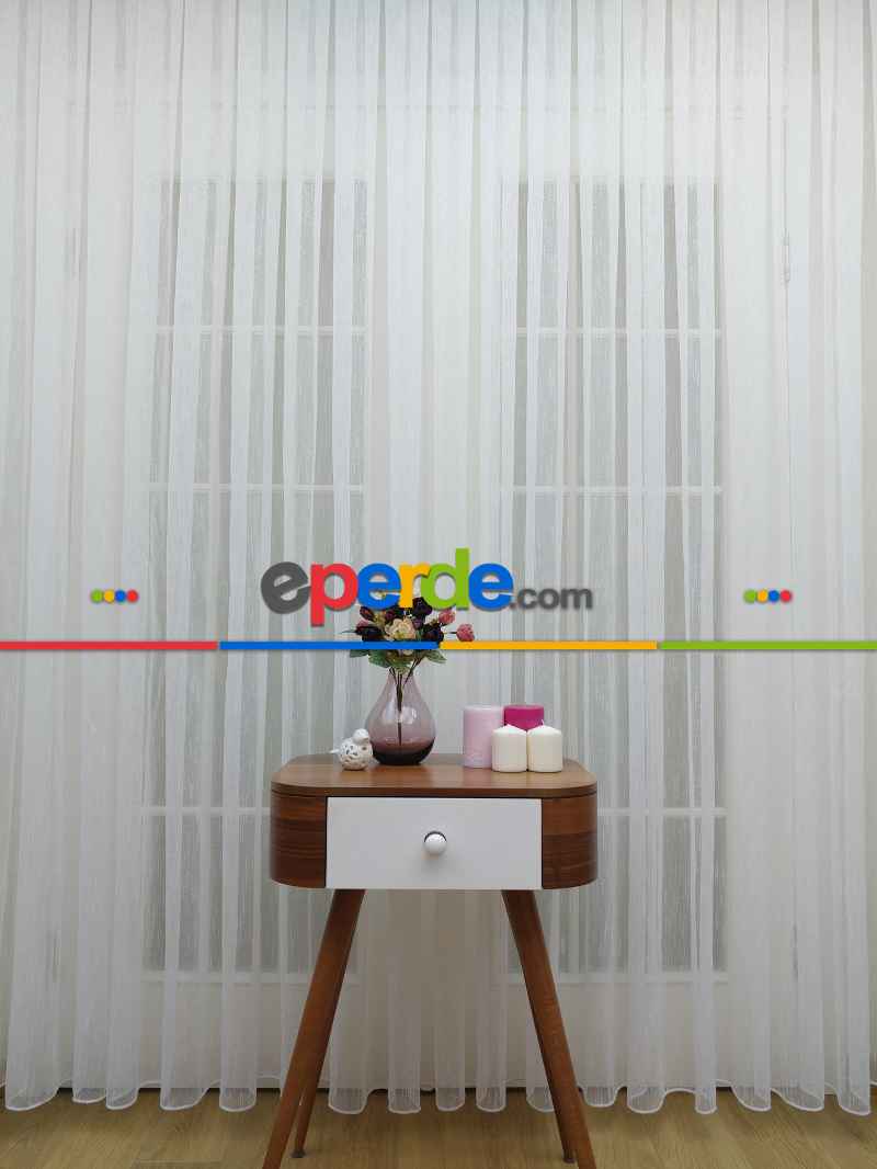 Mutfak - Ekru Şantuk Düz Tül Perde- Ekru