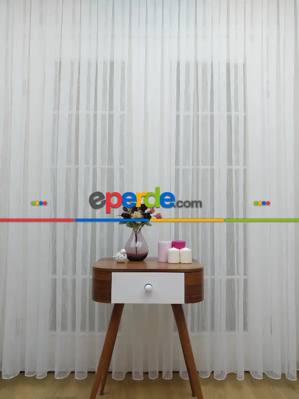 Ekru Şantuk Düz Tül Perde- Ekru - Kurşunlu Tül