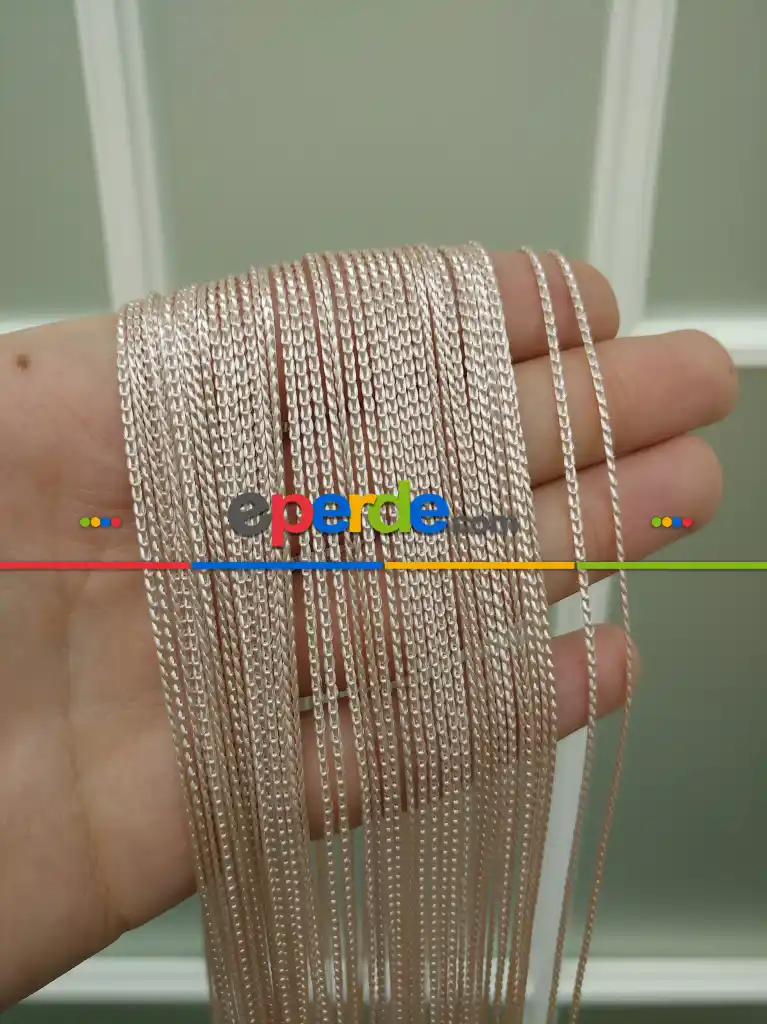 İp Perde - İnce Zincir Serisi (beyaz, Krem, Gri, Kırmızı, Bordo, Siyah, Mavi, Pembe, Sarı)- Krem