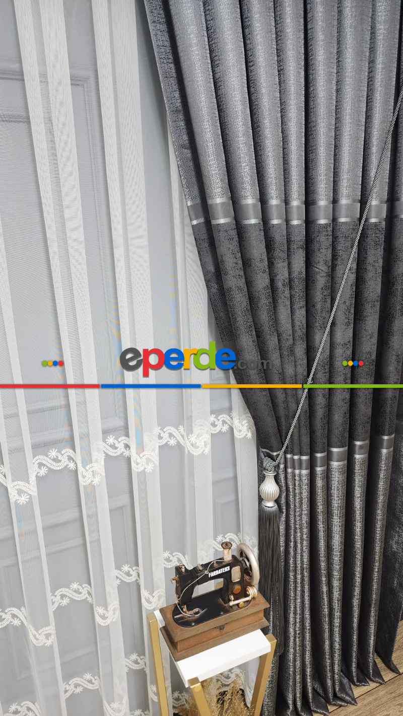 Gri Modern Fon Perde - Adet Fiyatıdır 70cm X 275cm 