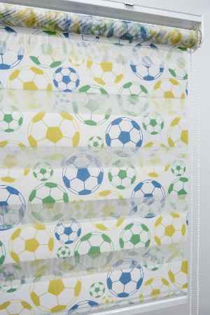 Futbol Topu Desen Zebra Perde- Yeşil-mavi-sarı