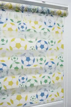 Futbol Topu Desen Zebra Perde- Yeşil-mavi-sarı