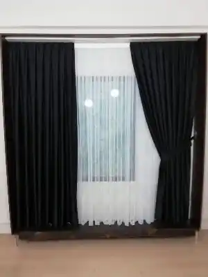 Salon Fon - Soft Siyah Fon Perde- Siyah