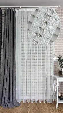 Beyaz Grek Zemin Düz Tül Perde - Kurşunlu