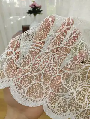 Özel Örme Dokulu Çiçek Desenli Tül Perde - Ekru