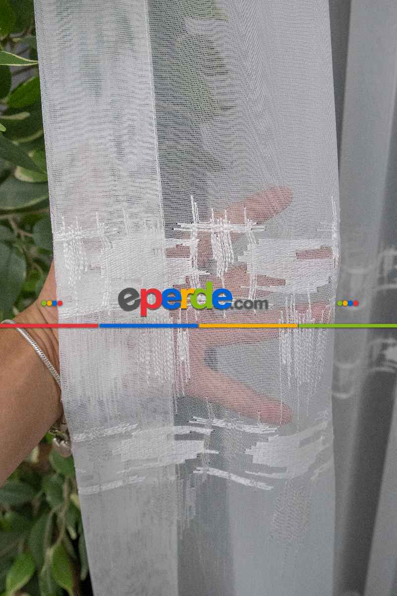 Oturma Odası - Brillant Örme Dantel Ekru Renk Yüksek Gramajlı Dökümlü Tül Perde- Ekru